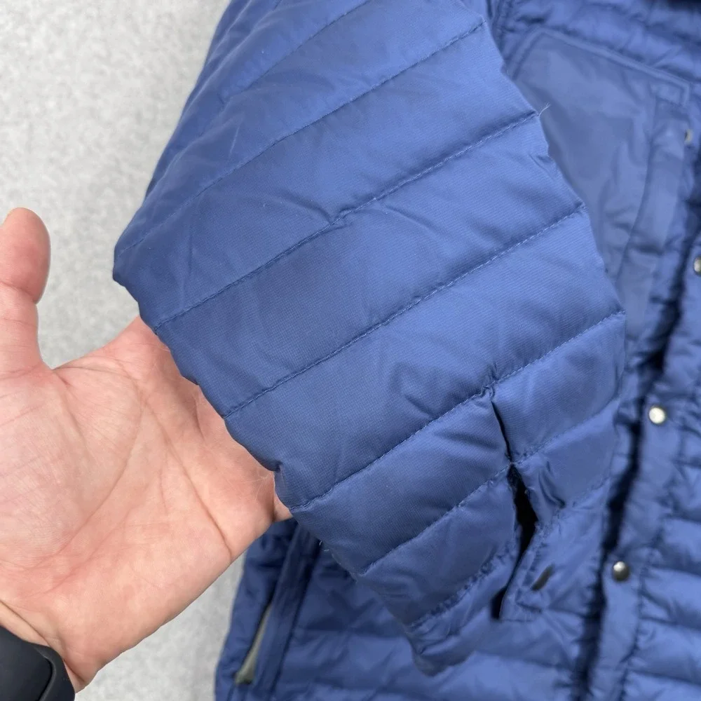 Relwen Jacket Mens Small Blue Puffer Goose‎ Down Quilted Snap Button Outdoors